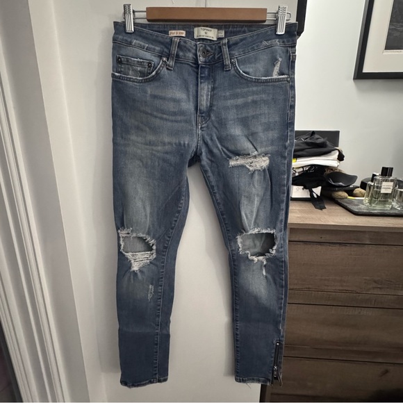 Topman Blue Distressed Jeans - Picture 3 of 5